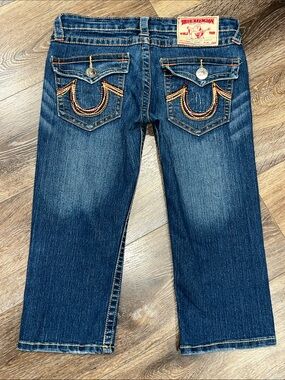 True Religion Billy Super T Mid-Rise Rainbow Capri Denim Shorts 🌈 ❤️